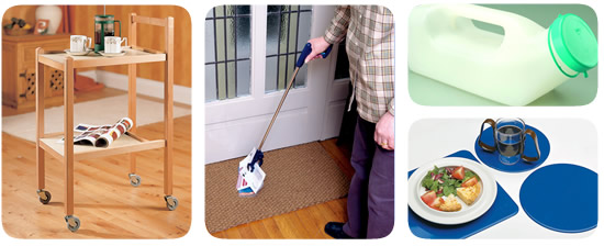 Kitchen trolley, easy reacher, plastic urinal and non slip mats 