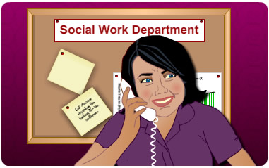 community social worker on the telephone