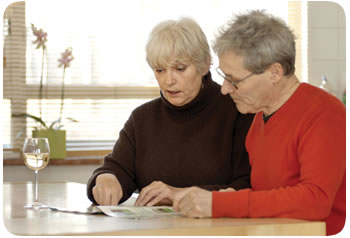 Couple reading a leaflet