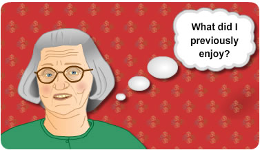 Lady thinking of activities she used to enjoy