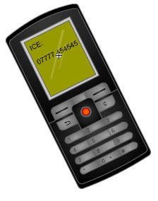 mobile phone with ICE contact information